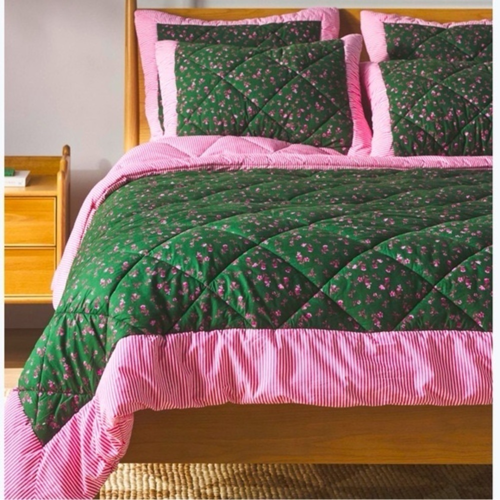 Anthropologie Hayden Cotton Percale Sham pillowcase quilted floral block print